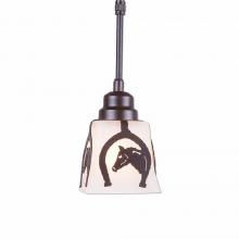 Avalanche Ranch Lighting A27117FC-ST-28 - Woodland Pendant Single - Horse Horseshoe - Frosted Glass Bowl - Dark Bronze Metallic Finish