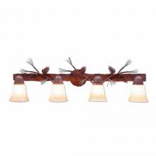 Avalanche Ranch Lighting A32420TT-04 - Lakeside Quad Bath Vanity Light - Pine Cone - Two-Toned Amber Cream Bell Glass - Pine Tree Green