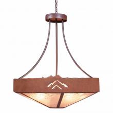 Avalanche Ranch Lighting A42141AL-HR-02 - Ridgemont Chandelier Medium - Shade Bottom - Mountain - Almond Mica Shade - Rust Patina Finish