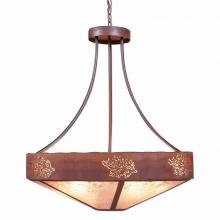 Avalanche Ranch Lighting A42148AL-HR-02 - Ridgemont Chandelier Medium - Shade Bottom - Cedar Bough Cutout - Almond Mica Shade