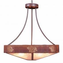 Avalanche Ranch Lighting A42548AL-HR-02 - Ridgemont Chandelier Large - Shade Bottom - Cedar Bough Cutout - Almond Mica Shade