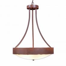 Avalanche Ranch Lighting A45101FC-HR-02 - Ridgemont Foyer Chandelier Large Tall - Bowl Bottom - Rustic Plain - Frosted Glass Bowl