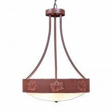 Avalanche Ranch Lighting A45106FC-HR-02 - Ridgemont Foyer Chandelier Large Tall - Bowl Bottom - Maple Cutout - Frosted Glass Bowl