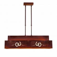 Avalanche Ranch Lighting A45986-02 - Ridgeview Kitchen Island Light - Barb Wire and Horseshoe Cutout - Rust Patina Finish