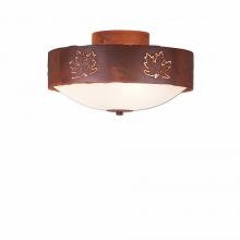 Avalanche Ranch Lighting A47806FC-02 - Ridgemont Close-to-Ceiling Medium - Maple Cutout - Frosted Glass Bowl - Rust Patina Finish