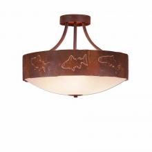 Avalanche Ranch Lighting A49162FC-HR-02 - Ridgemont Semi Flush Large Short - Bowl Bottom - Fish Cutout - Frosted Glass Bowl