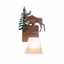 Avalanche Ranch Lighting H14127TT-03 - Wasatch Single Sconce - Mountain Moose - Two-Toned Amber Cream Bell Glass - Cedar Green