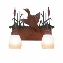 Avalanche Ranch Lighting H32264ET-03 - Wasatch Double Bath Vanity Light - Loon - Two-Toned Amber Egg Bell Glass - Cedar Green