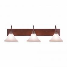 Avalanche Ranch Lighting H34301CT-02 - Cedarwood Triple Bath Vanity Light - Rustic Plain - Two-Toned Amber Cream Cone Glass