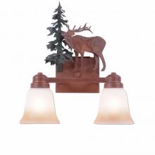 Avalanche Ranch Lighting H37223TT-03 - Parkshire Double Bath Vanity Light - Valley Elk - Two-Toned Amber Cream Bell Glass - Cedar Green