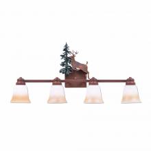 Avalanche Ranch Lighting H37421TT-03 - Parkshire Quad Bath Vanity Light - Valley Deer - Two-Toned Amber Cream Bell Glass - Cedar Green