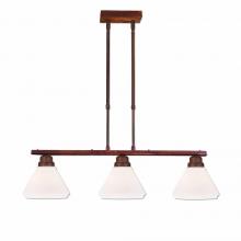 Avalanche Ranch Lighting H43801CW-02 - Cedarwood Kitchen Island Light Triple - Rustic Plain - Opal White Cone Glass - Rust Patina Finish