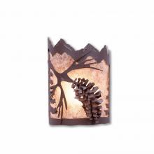 Avalanche Ranch Lighting M13240AL-27 - Cascade Sconce Small - Spruce Cone - Almond Mica Shade - Rustic Brown Finish