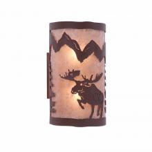 Avalanche Ranch Lighting M19122AL-27 - Kincaid Sconce - Alaska Moose - Almond Mica Shade - Rustic Brown Finish