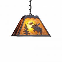 Avalanche Ranch Lighting M26322AM-CH-97 - Rocky Mountain Pendant Small - Alaska Moose - Amber Mica Shade - Black Iron Finish - Chain