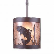 Avalanche Ranch Lighting M29181AL-ST-27 - Kincaid Pendant Small - Trout - Almond Mica Shade - Rustic Brown Finish - Adjustable Stem