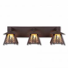 Avalanche Ranch Lighting M35314AL-27 - Smoky Mountain Triple Bath Vanity Light - Spruce Tree - Almond Mica Shade - Rustic Brown Finish