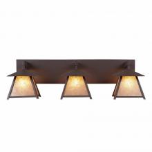 Avalanche Ranch Lighting M35379AL-27 - Smoky Mountain Triple Bath Vanity Light - Northrim - Almond Mica Shade - Rustic Brown Finish