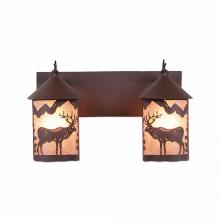 Avalanche Ranch Lighting M38223AL-27 - Cascade Double Bath Vanity Light - Valley Elk - Almond Mica Shade - Rustic Brown Finish