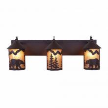 Avalanche Ranch Lighting M38325AL-27 - Cascade Triple Bath Vanity Light - Mountain Bear - Almond Mica Shade - Rustic Brown Finish