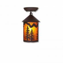 Avalanche Ranch Lighting M48414AM-27 - Cascade Close-to-Ceiling Small - Spruce Tree - Amber Mica Shade - Rustic Brown Finish