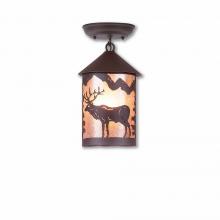 Avalanche Ranch Lighting M48423AL-27 - Cascade Close-to-Ceiling Small - Valley Elk - Almond Mica Shade - Rustic Brown Finish