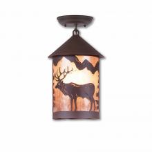 Avalanche Ranch Lighting M48523AL-27 - Cascade Close-to-Ceiling Medium - Valley Elk - Almond Mica Shade - Rustic Brown Finish