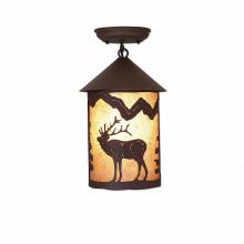 Avalanche Ranch Lighting M48533AL-27 - Cascade Close-to-Ceiling Medium - Mountain Elk - Almond Mica Shade - Rustic Brown Finish