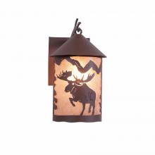 Avalanche Ranch Lighting M51522AL-27 - Cascade Lantern Sconce Mica Medium - Alaska Moose - Almond Mica Shade - Rustic Brown Finish