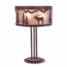 Avalanche Ranch Lighting M69233AL-27 - Kincaid Table Lamp - Mountain Elk - Almond Mica Shade - Rustic Brown Finish