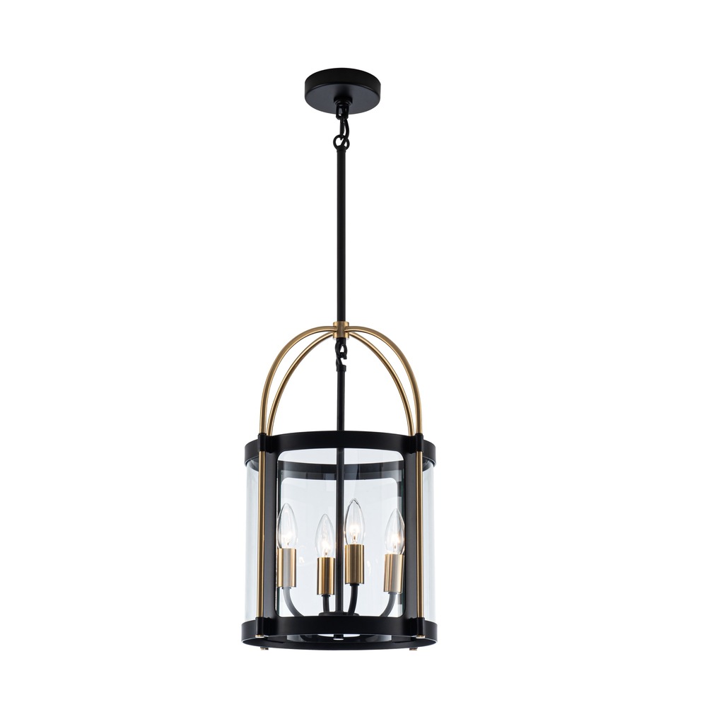 Bonita Collection 4-Light 13&#34; Pendant Black and Brushed Brass