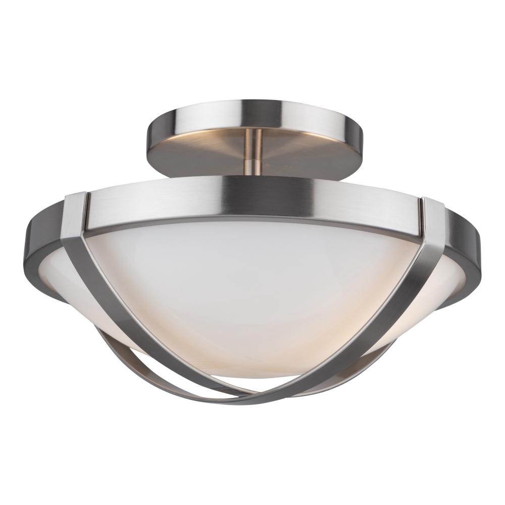 Cara Collection 2-Light Flush Mount, Brushed Nickel