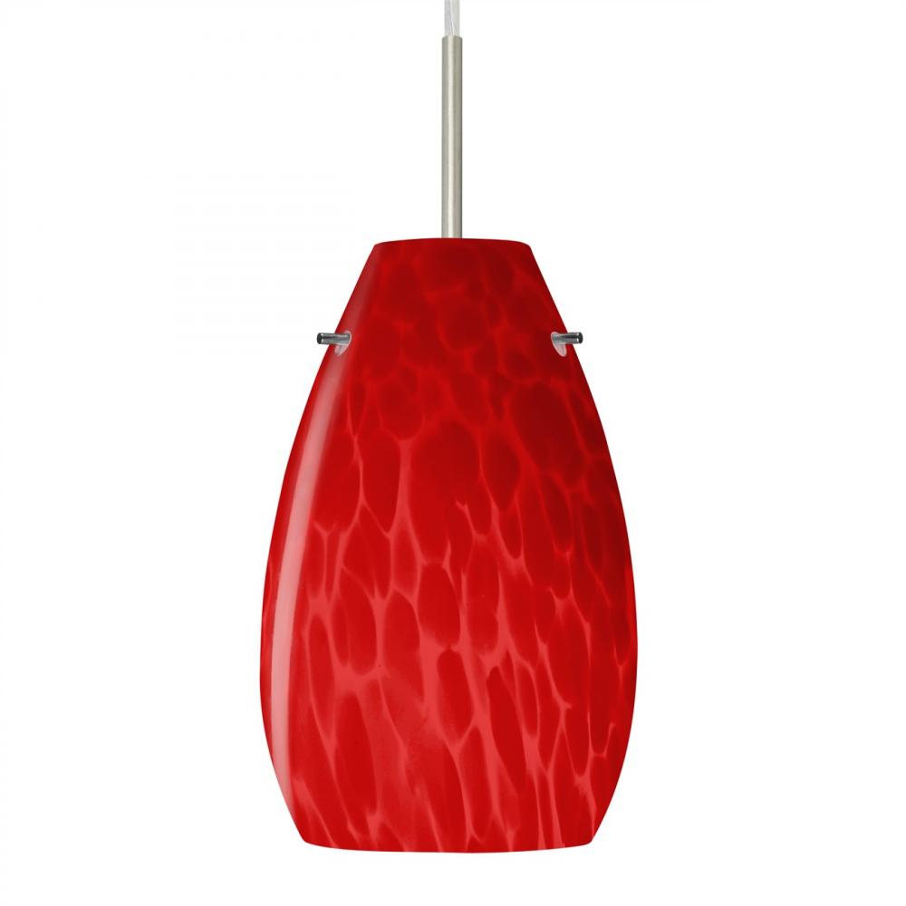 Besa, Pera 9 Cord Pendant, Red Cloud, Satin Nickel Finish, 1x9W LED