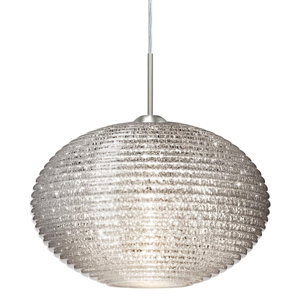 Besa Pendant Pape 12 Satin Nickel Glitter 1x75W Medium Base, 15Ft. Cord