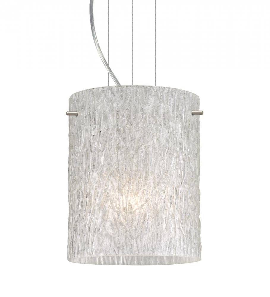 Besa Pendant Tamburo 8 Satin Nickel Glitter Stone 1x11W LED