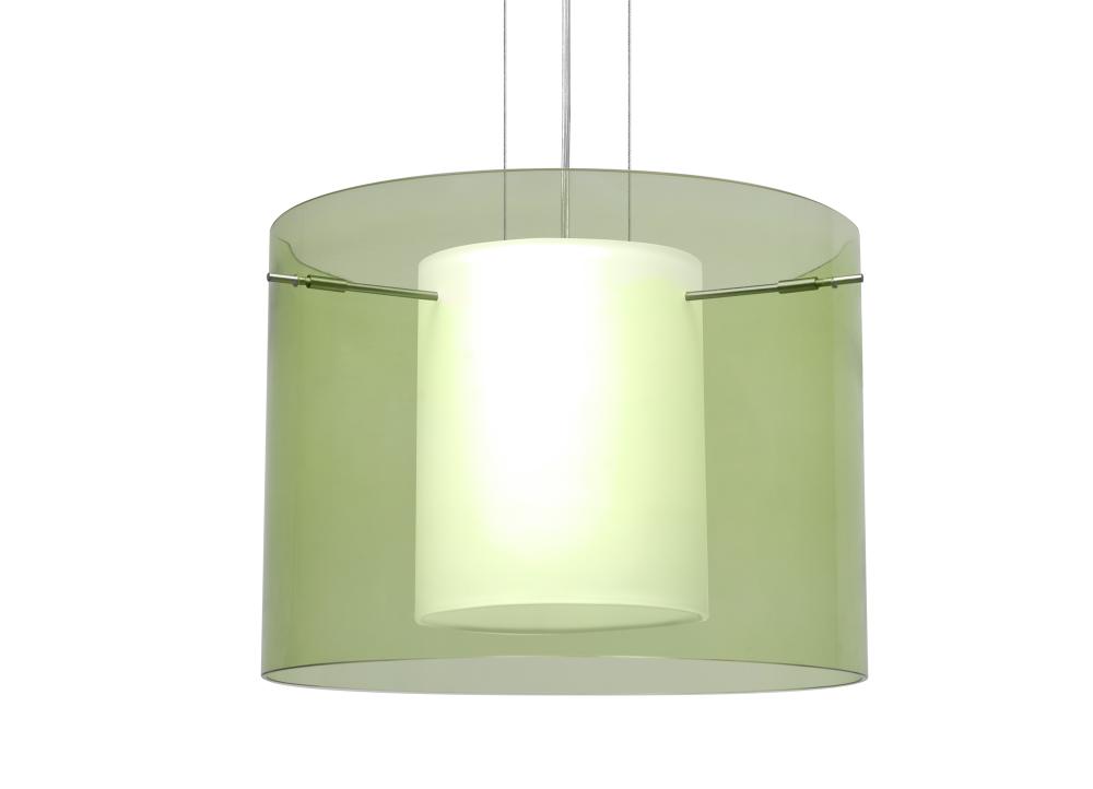 Besa Pendant Pahu 16 Satin Nickel Transparent Olive/Opal 1x150W Medium Base A21