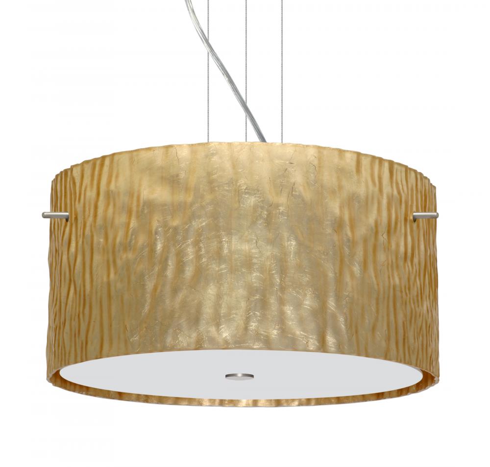 Besa Pendant Tamburo 16 Satin Nickel Stone Gold Foil 3x100W Medium Base