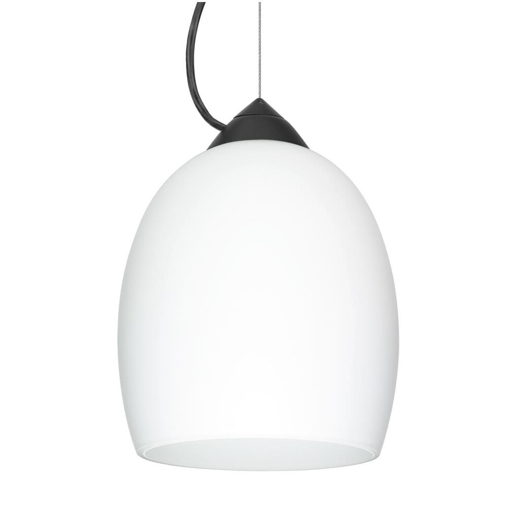 Besa Lucia Stem Pendant Opal Matte Black 1x100W MAX E26 Base