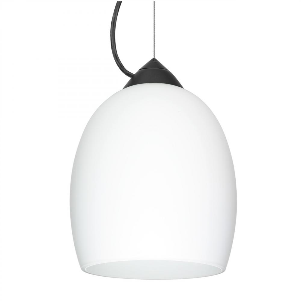 Besa Lucia LED Stem Pendant Opal Matte Black 1x9W LED