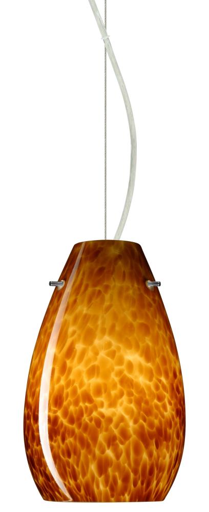 Besa Pera 9 LED Pendant Amber Cloud Satin Nickel 1x9W LED