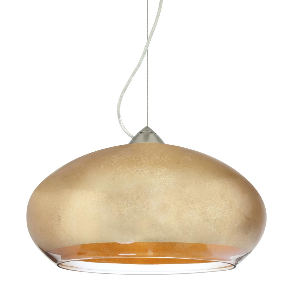 Besa Brio 14 Cable Pendant Satin Nickel Gold Foil 1x9W LED