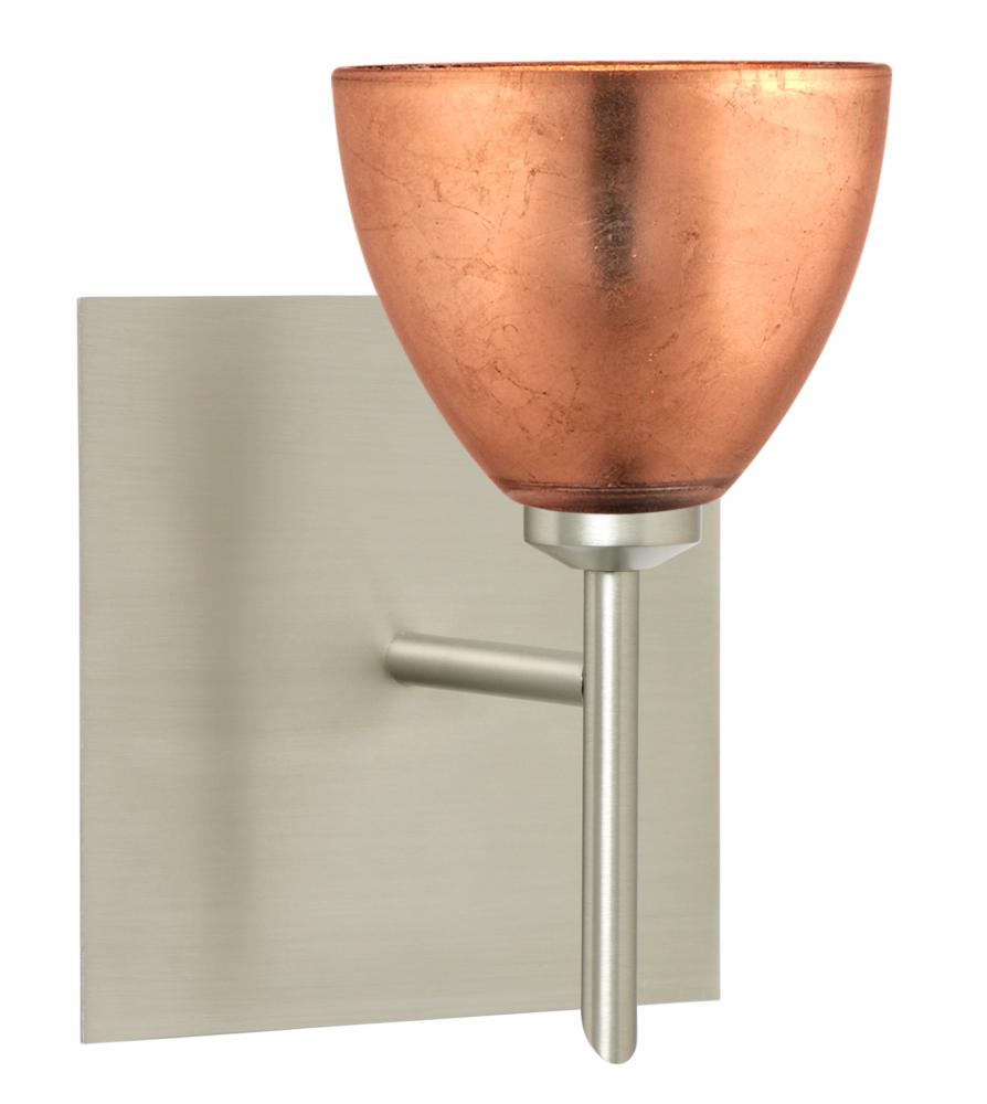 Besa Divi Wall With SQ Canopy 1SW Copper Foil Satin Nickel 1x40W G9