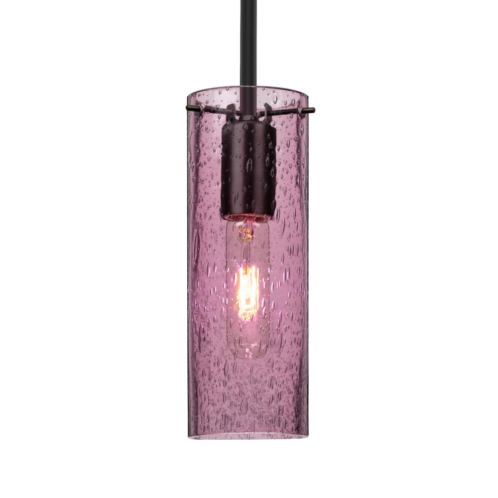 Besa, Juni 10 Stem Pendant, Plum Bubble, Black, 1x60W MAX E26 Base