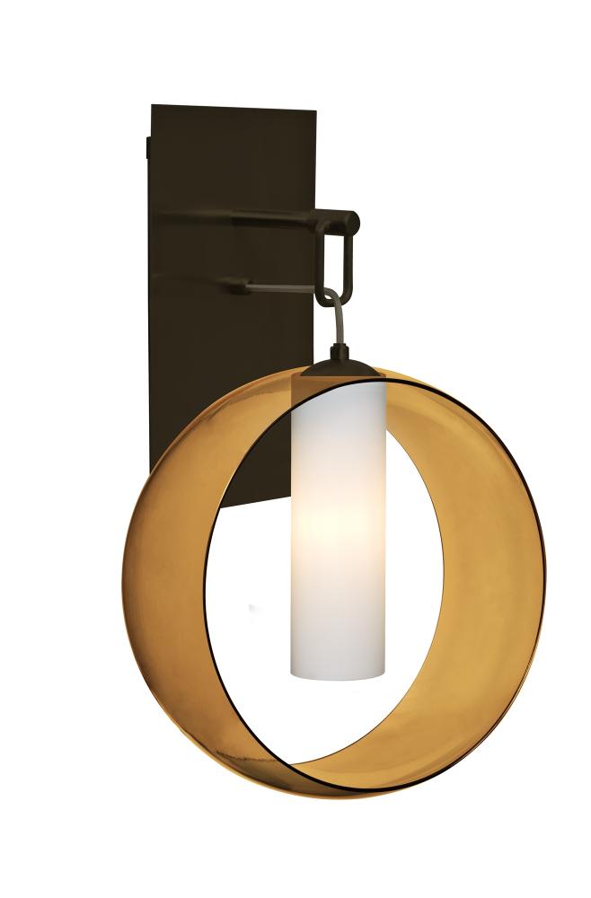 Besa, Plato Wall Pendant, Amber/Opal, Bronze Finish, 1x60W Medium Base