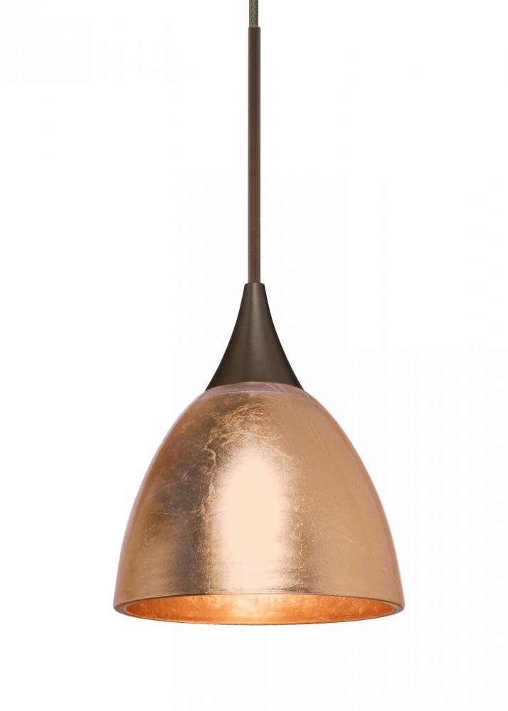 Besa Divi Pendant, Copper Foil, Bronze, 1x50W Halogen, 15Ft. Cord