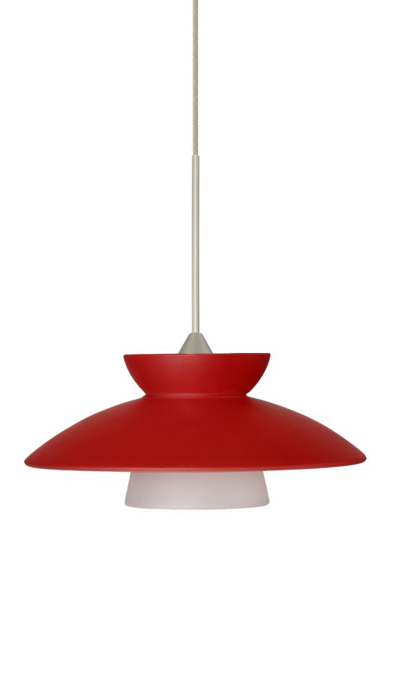 Besa Pendant Trilo 7 Satin Nickel Red Matte 1x5W LED