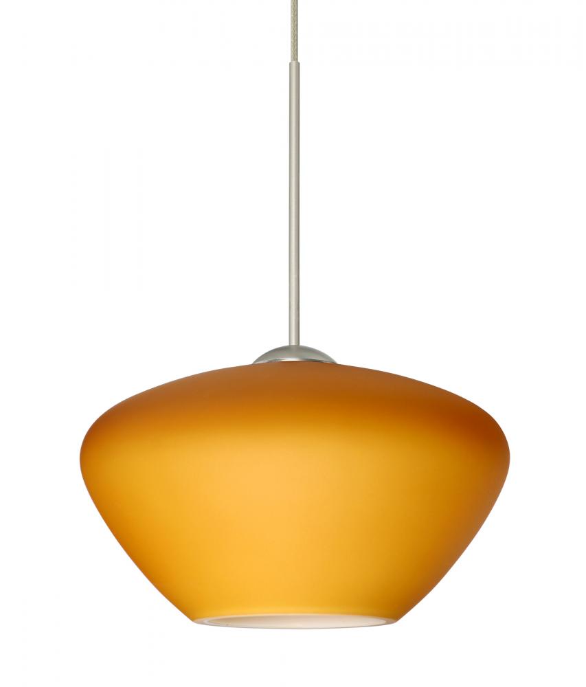 Besa Pendant Peri Satin Nickel Amber Matte 1x50W Halogen, 15Ft. Cord