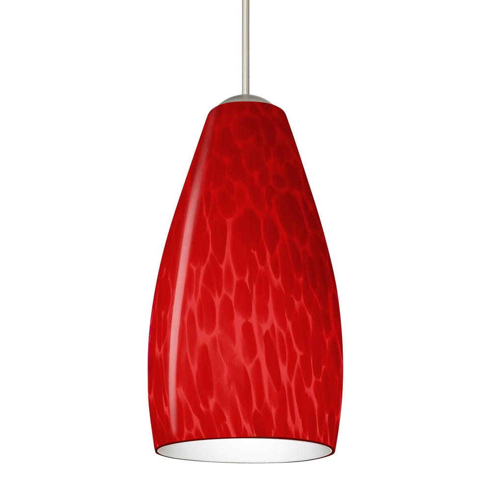 Besa, Karli Cord Pendant, Red Cloud, Satin Nickel Finish, 1x5W LED