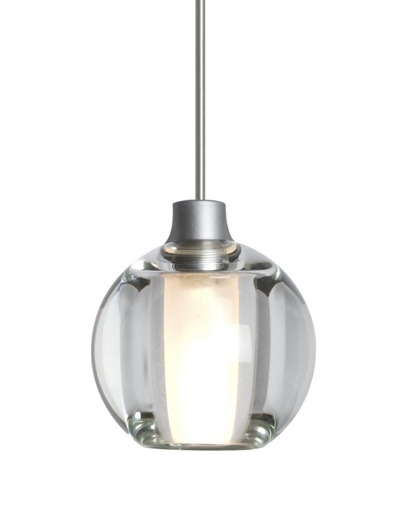 Besa, Boca 5 Cord Pendant, Clear, Satin Nickel Finish, 1x3W LED