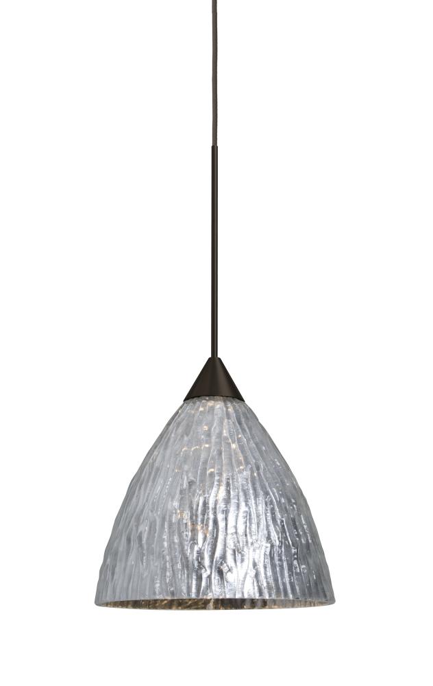 Besa, Eve Cord Pendant, Stone Silver Foil, Bronze Finish, 1x50W Halogen